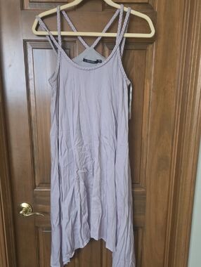 Doe & Rae Dusty Lavender Braided-Strap Midi Dress